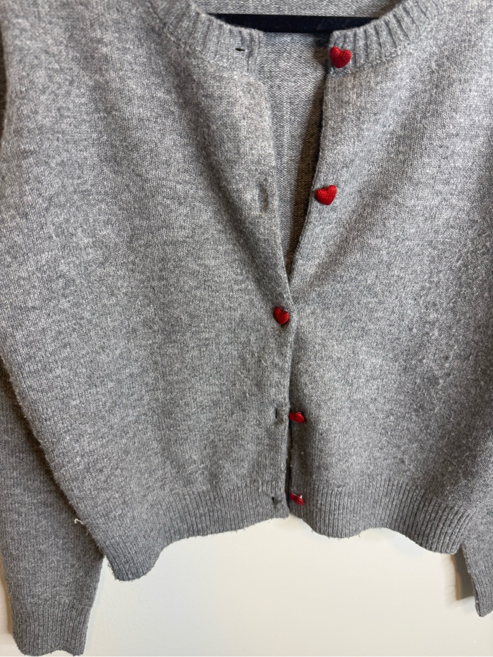 Sadie & Sage gray Cardigan with Red Heart Buttons size small - Picture 2 of 6